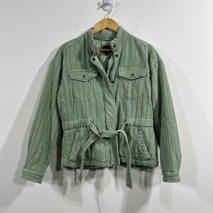 Gap Utility Quilted Jacket Green Tie Waist Womens Small Cottagecore Granola Boho